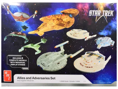AMT SKILL 2 MODEL KIT ALLIES AND ADVERSARIES SPACE SHIP SET "STAR TREK" FRANCHISE 1/2500 SCALE MODEL BY 