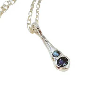 AMY DELSON JEWELRY WOMEN'S BLUE / SILVER OLIVIA - LONDON BLUE TOPAZ, SWISS BLUE TOPAZ TWO STONE SILVER PENDANT NECKLACE