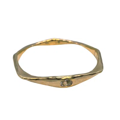 AMY DELSON JEWELRY WOMEN'S GOLD / WHITE BROOKE - WHITE TOPAZ FOUR STONE GOLD BANGLE BRACELET