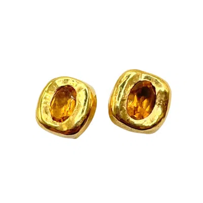 AMY DELSON JEWELRY WOMEN'S GOLD / ORANGE STELLA - ORANGE CITRINE GOLD STUD EARRINGS