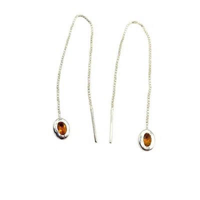 AMY DELSON JEWELRY WOMEN'S THELMA - ORANGE CITRINE SILVER THREADER EARRINGS