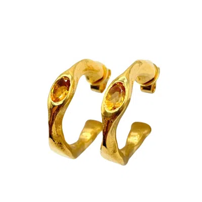 AMY DELSON JEWELRY WOMEN'S ORANGE / GOLD HARLOW - ORANGE CITRINE GOLD HOOP EARRINGS