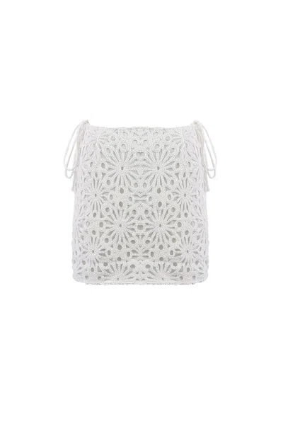 AMY LYNN WOMEN'S BONNIE WHITE CROCHET MINI SKIRT