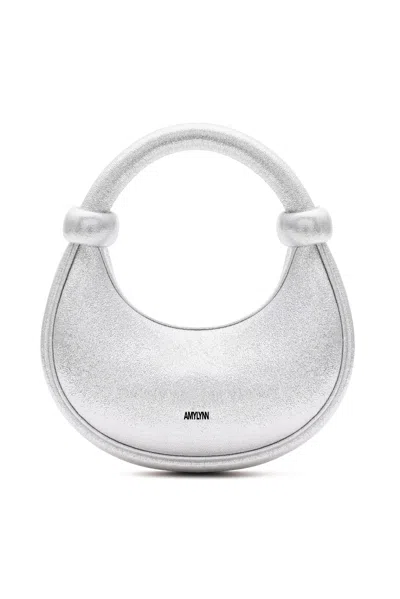 AMY LYNN WOMEN'S KYOTO SILVER SPARKLE LEATHER CROSSBODY CRESCENT BAG