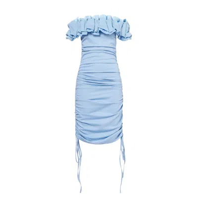 AMY LYNN WOMEN'S MUNROE BLUE BARDOT FLORAL DRESS