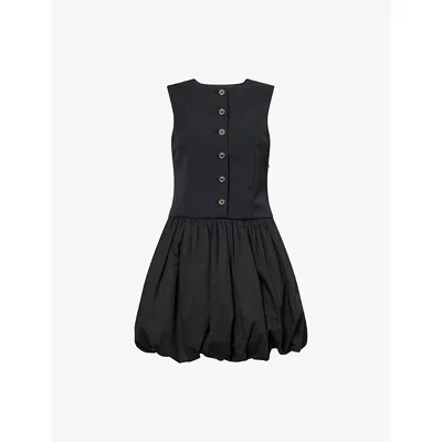 AMY LYNN WOMENS BLACK AIMEE PUFFBALL WOVEN MINI DRESS