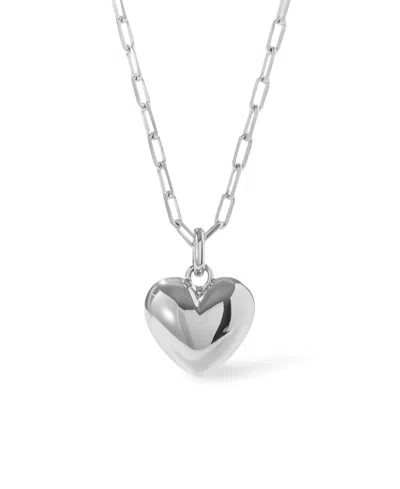ANA LUISA PUFFED HEART LEV SILVER NECKLACE