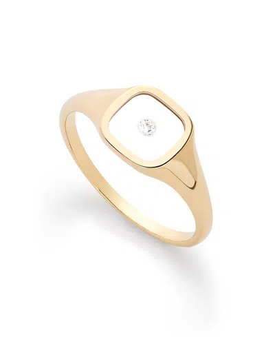ANA LUISA SOLID YELLOW GOLD FLOATING LAB-GROWN DIAMOND SIGNET RING