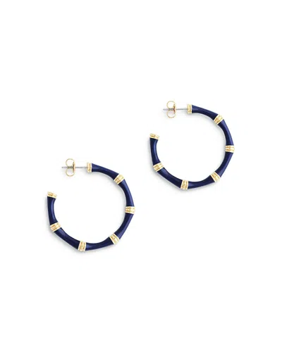 ANABEL ARAM ENAMEL BAMBOO SHAPED HOOP EARRINGS