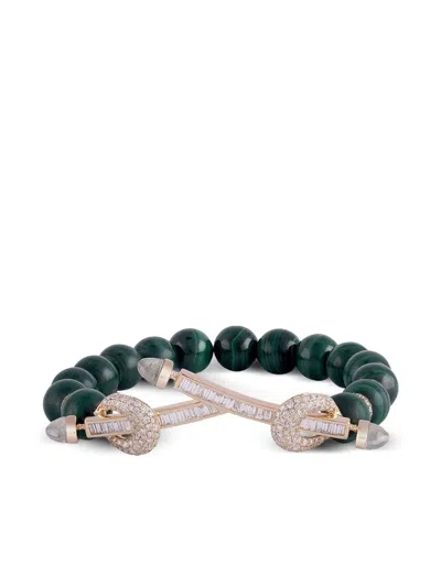 ANANYA 18K YELLOW GOLD CHAKRA TWIN DIAMOND AND MALACHITE BRACELET