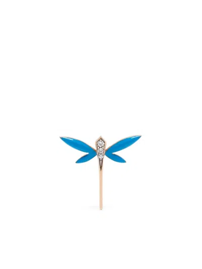 ANAPSARA 18K YELLOW GOLD DRAGONFLY DIAMOND STUD EARRING