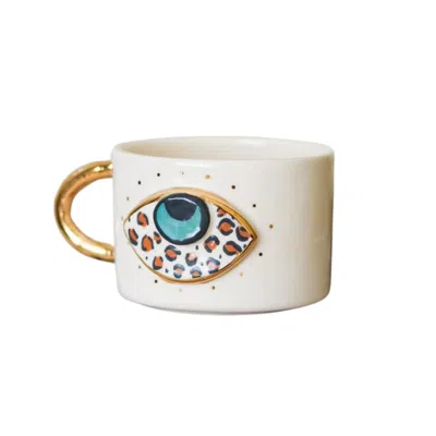 ANATOLIACRAFT WHITE EVIL EYE HANDMADE CERAMIC MUG
