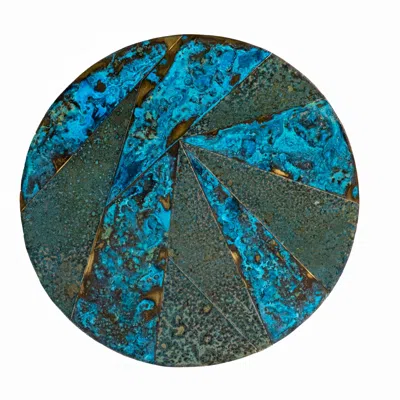 ANATOLIACRAFT BLUE / GREEN HANDMADE SOLID COPPER WALL ART WITH FULL VERDIGRIS PATINA, COLOR OCEAN BLUE