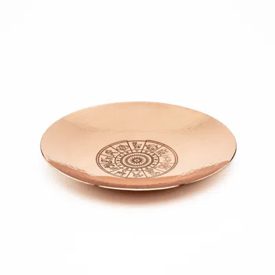 ANATOLIACRAFT BROWN COPPER ZODIAC INCENSE BURNER PLATE