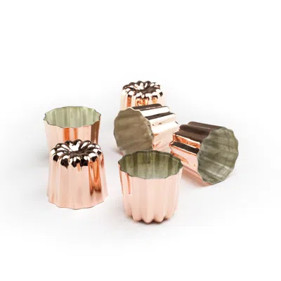 ANATOLIACRAFT BROWN SET OF SIX FRENCH COPPER CANELE MOLDS