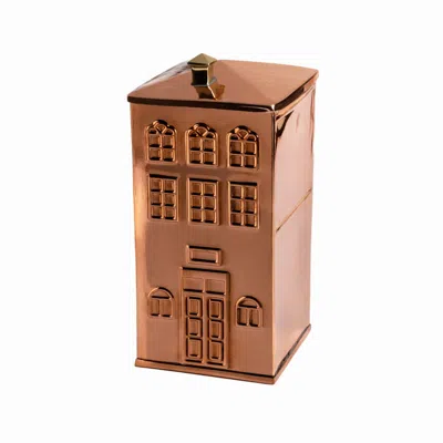 ANATOLIACRAFT BROWN CHRISTMAS HOUSE SOLID COPPER STORAGE JAR