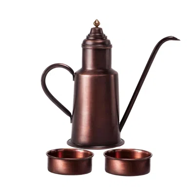 ANATOLIACRAFT RED MATTE COPPER OLIVE OIL DISPENSER & DIPPING BOWL SET