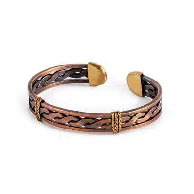 ANATOLIACRAFT MEN'S BROWN HANDMADE SOLID COPPER BRACELET, MOCHA MOUSE