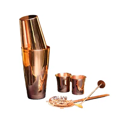ANATOLIACRAFT ROSE GOLD SOLID COPPER MIXOLOGY COCKTAIL SET