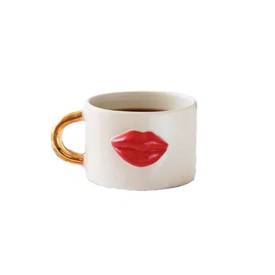 ANATOLIACRAFT RED LIP HANDMADE CERAMIC MUG