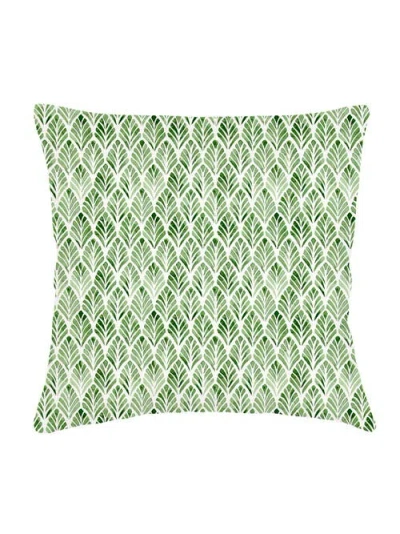 ANAYA ANAYA GREEN GEO PALM VELVET PILLOW WITH DOWN INSERT