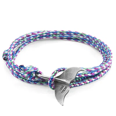 ANCHOR & CREW MULTICOLOURED THINK OCEAN BIG WHALE SILVER & ROPE BRACELET - WOMEN