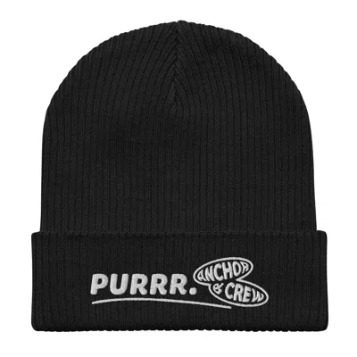 ANCHOR & CREW BLACK PURRR GEN. ORGANIC COTTON EMBROIDERED BEANIE - WOMEN