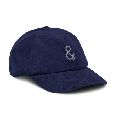 ANCHOR & CREW BLUE OXFORD NAVY AMPERSAND SIGNATURE EMBROIDERED CORDUROY CAP - MEN