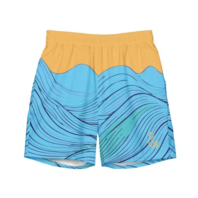 ANCHOR & CREW BLUE DEEP WAVES PATTERN RECYCLED FABRIC SWIM SHORTS - MEN