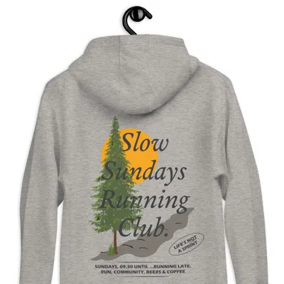 ANCHOR & CREW HEATHER GREY MOUNTAIN PINE SLOW SUNDAYS RUNNING CLUB COTTON BLEND HOODIE - WOMEN