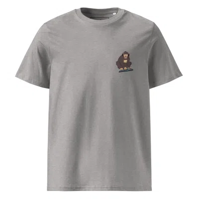 ANCHOR & CREW HEATHER GREY D J MONKEY ORGANIC COTTON EMBROIDERED T-SHIRT - MEN