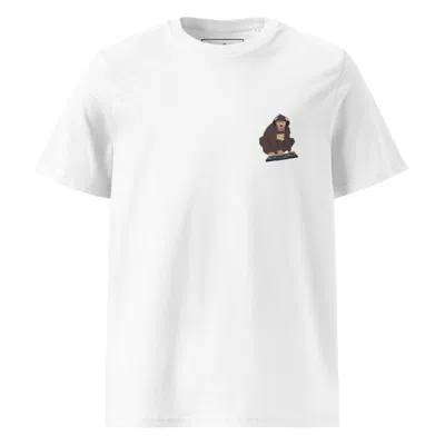 ANCHOR & CREW WHITE D J MONKEY ORGANIC COTTON EMBROIDERED T-SHIRT - MEN