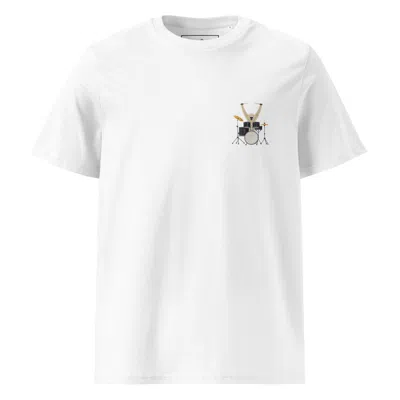 ANCHOR & CREW WHITE DRUMMER MONKEY ORGANIC COTTON EMBROIDERED T-SHIRT - WOMEN