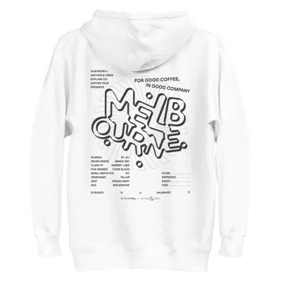 ANCHOR & CREW WHITE GUSTATORY MELBOURNE COFFEE SCENE COTTON BLEND EMBROIDERED HOODIE - MEN