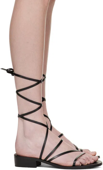 ANCIENT GREEK SANDALS BLACK HARA HEELED SANDALS