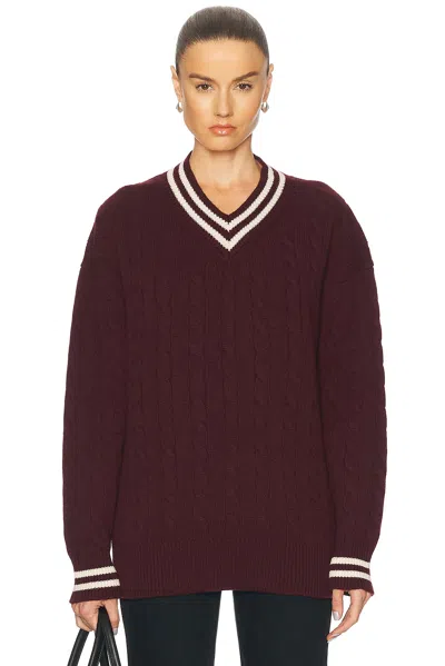 AND-DAUGHTER SLOUCHY CRICKET V-NECK CABLE SWEATER