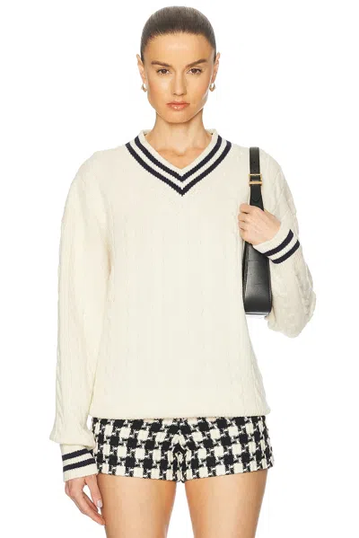 AND-DAUGHTER SLOUCHY CRICKET V-NECK CABLE SWEATER