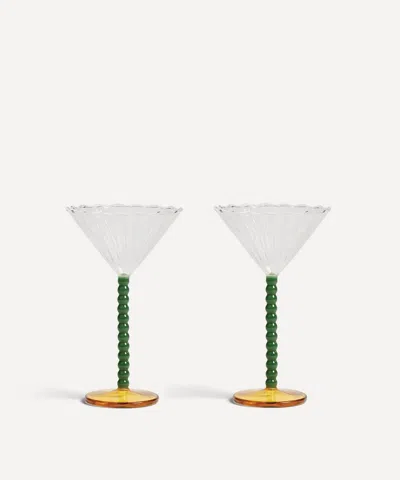 &KLEVERING &KLEVERING PERLE GREEN COUPE GLASSES SET OF TWO