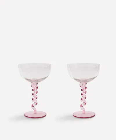&KLEVERING &KLEVERING SPIRAL PINK COUPE GLASSES SET OF TWO