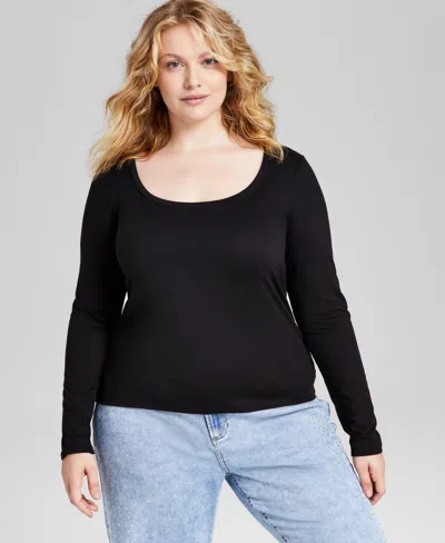 AND NOW THIS TRENDY PLUS SIZE SCOOP-NECK LONG-SLEEVE JERSEY TOP, CREATED FOR MACY'S