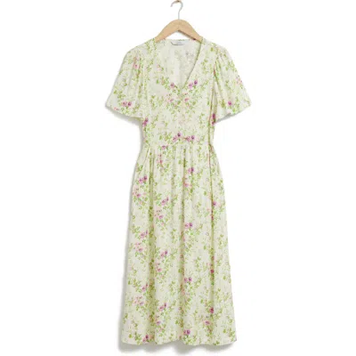 & OTHER STORIES & OTHER STORIES FLORAL FLUTTER SLEEVE DRESS