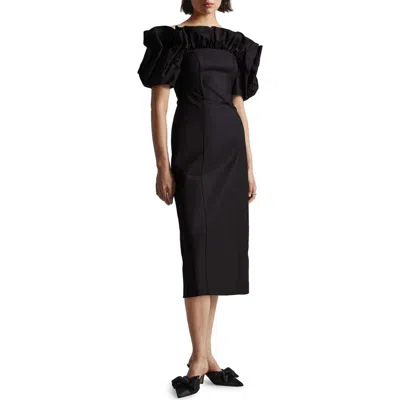 & OTHER STORIES & OTHER STORIES RUFFLE OFF THE SHOULDER MIDI DRESS