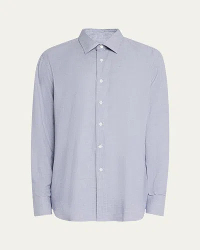 ANDERSON & SHEPPARD MEN'S COTTON MICRO-HOUNDSTOOTH SPORT SHIRT