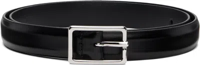 ANDERSON'S BLACK SKINNY FRENCH CALFSKIN RECTANGULAR BUCKLE BELT