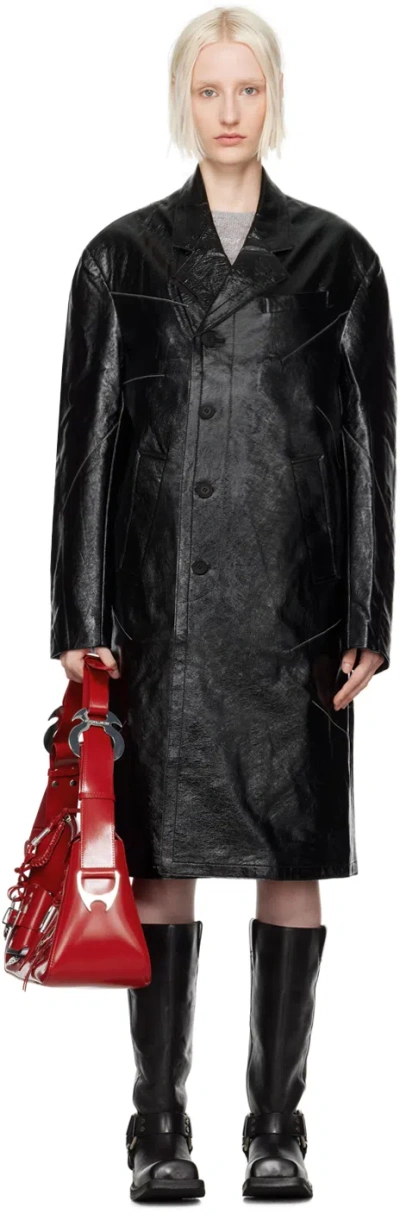 ANDERSSON BELL BLACK MAUER FAUX-LEATHER COAT