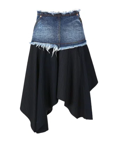 ANDERSSON BELL COMBINATION FAIRY DENIM MIDI SKIRT