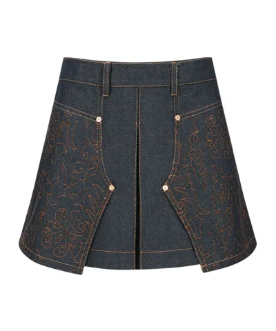 ANDERSSON BELL EMBROIDERED-PANEL PLEATED MINI SKIRT