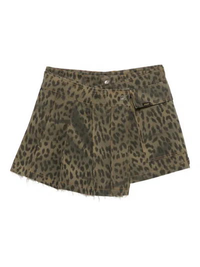 ANDERSSON BELL LEOPARD-PRINT PLEATED WRAP SKORT