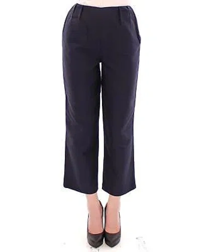 ANDREA INCONTRI ANDREA INCONTRI KUNSTVOLLE VERKURZTE BAUMWOLLHOSE - PANTS - BLUE -SIZE 40