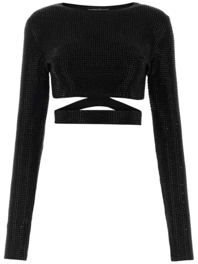 ANDREÄDAMO EMBELLISHED CUT-OUT CROP TOP